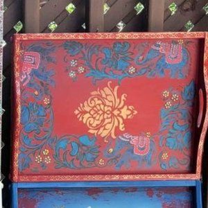 One Hand painted Wooden Tray ,some have both paint and decoupage